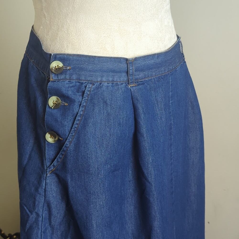 Maxi Cottagecore Prairie Dark Denim High Waisted Skirt Women's Large